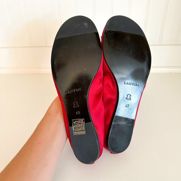 Lanvin Ballet Crystal Embellished Slip On Flats Red 40 - Picture 7 of 11